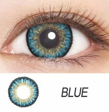 Fresh young 2pcs Blue 3-tone Soft Contact Lens Coloured + Free Case